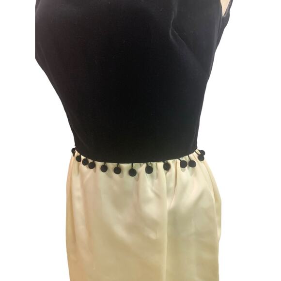 Vintage 1950s Betty Lane Originals Velvet Silk Dress Pom Pom Defects - Picture 6 of 11
